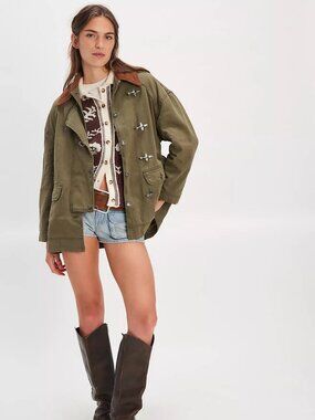 *NWT* We the Free Denim Barn Coat in Deep Green Size Large